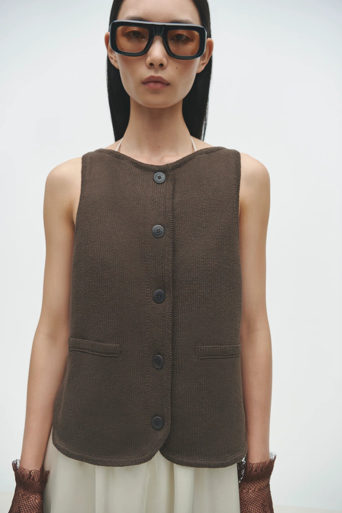 Boat-Neck Waistcoat, Brown