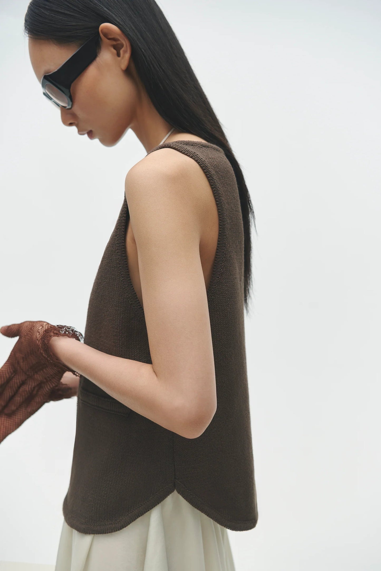 Boat-Neck Waistcoat, Brown