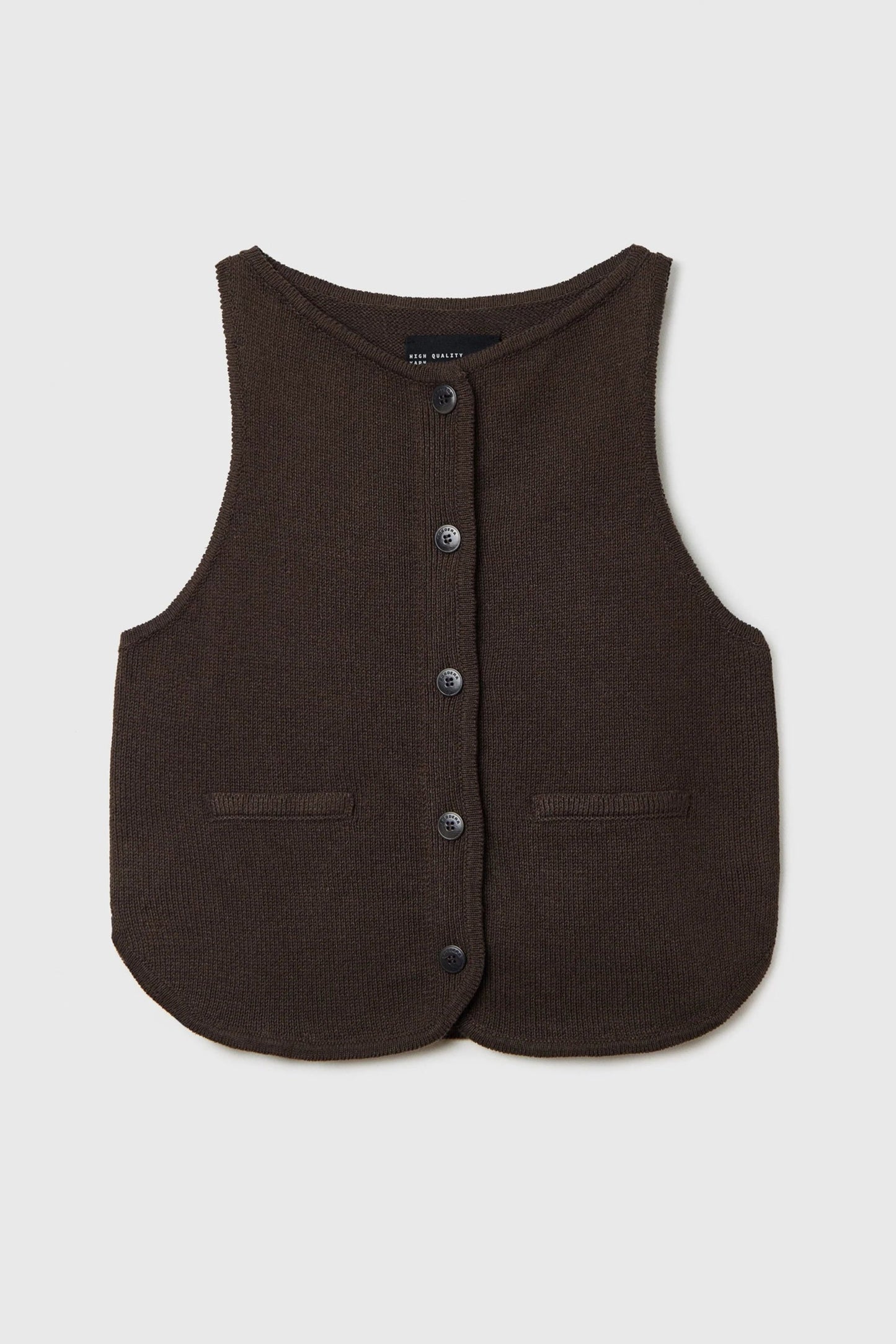 Boat-Neck Waistcoat, Brown