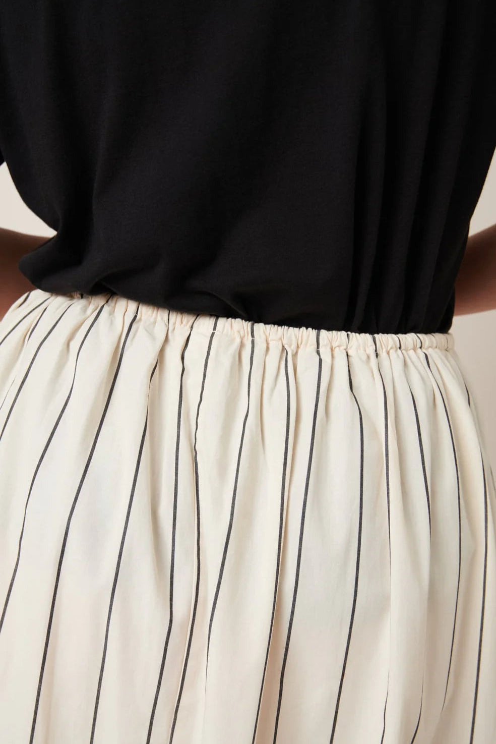 Linear Skirt, Greige Pinstripe