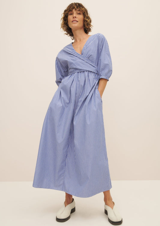 Marta Dress, Blue Stripe