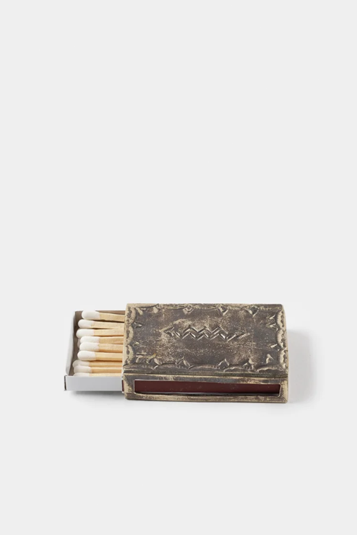 Small Silver Stamped Matchbox