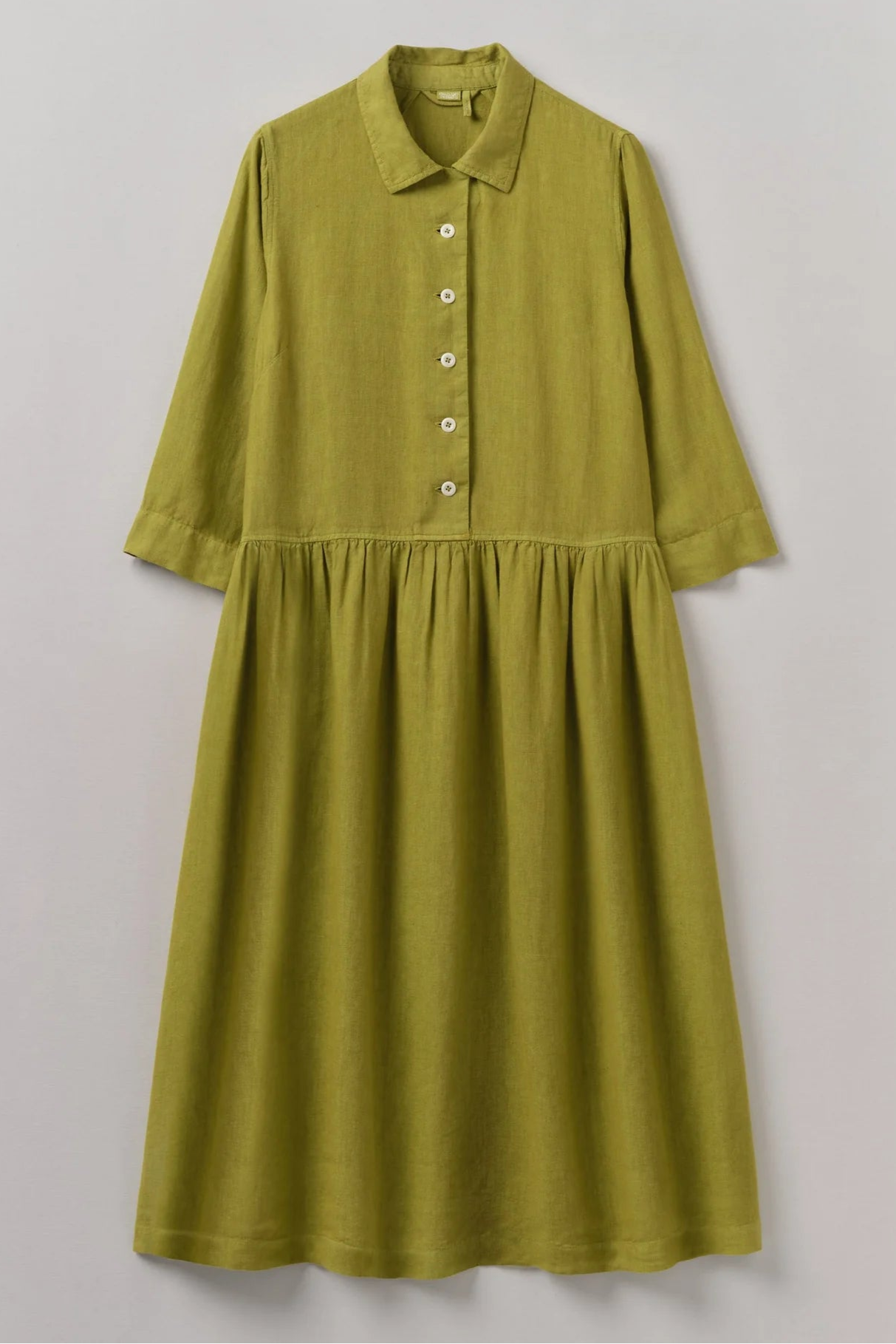 Garment Dyed Linen Shirt Dress, Olivine