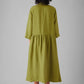 Garment Dyed Linen Shirt Dress, Olivine