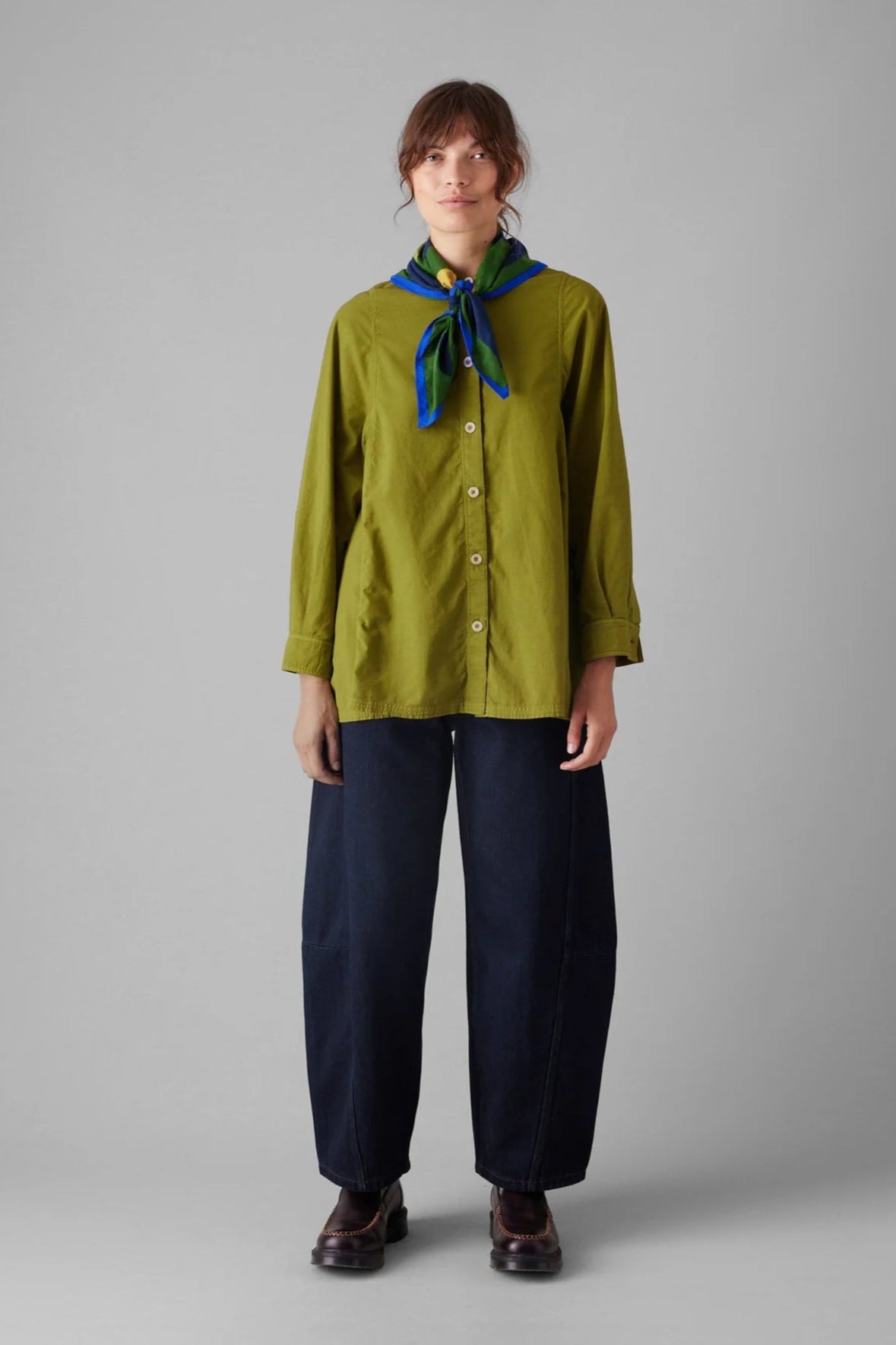 Raised Stripe Cotton Poplin Shirt, Pea Shoot