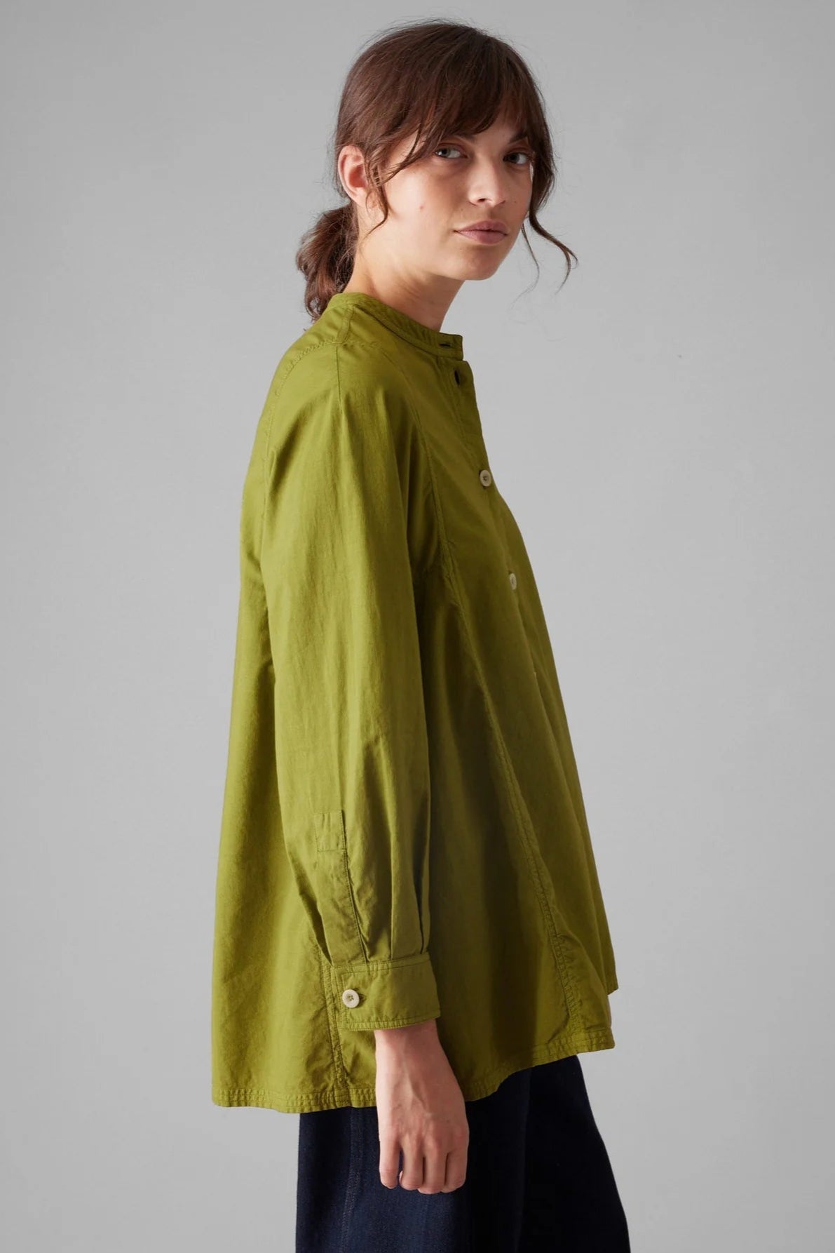 Raised Stripe Cotton Poplin Shirt, Pea Shoot