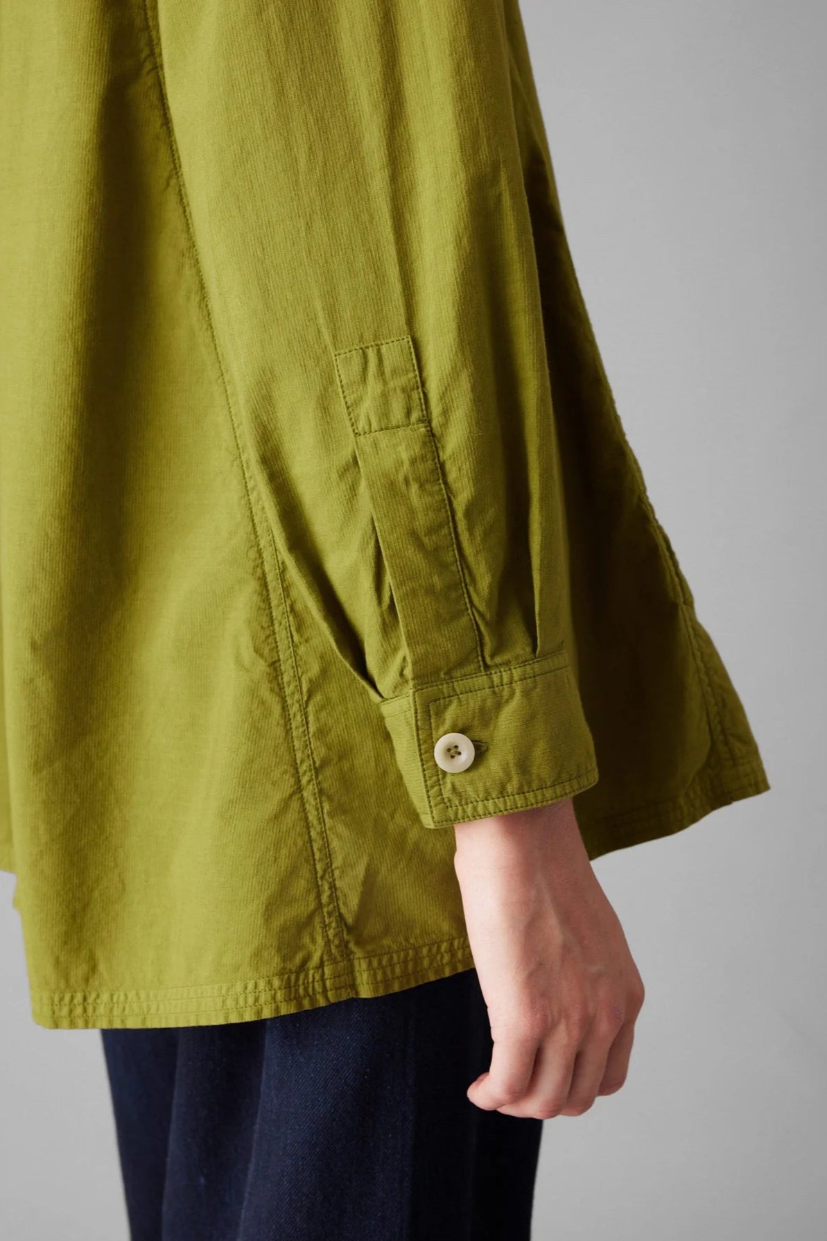 Raised Stripe Cotton Poplin Shirt, Pea Shoot