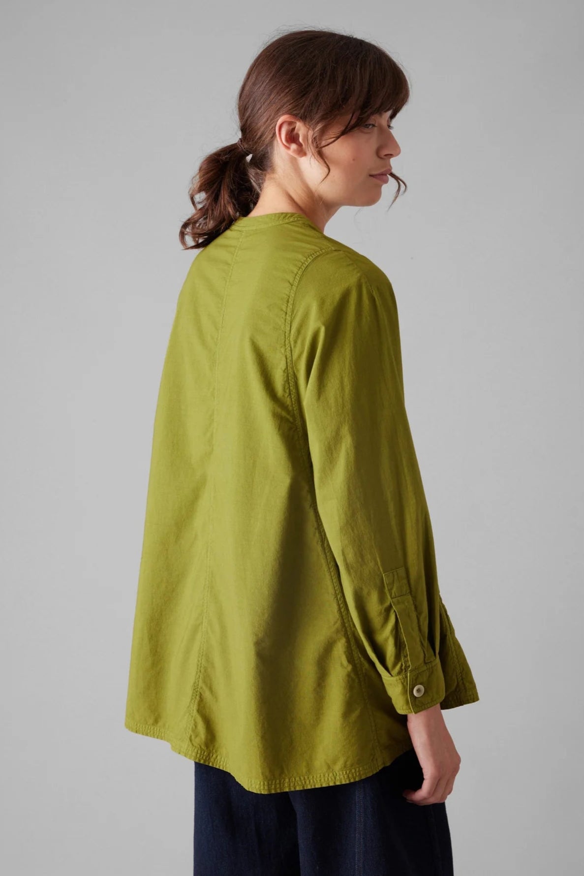 Raised Stripe Cotton Poplin Shirt, Pea Shoot