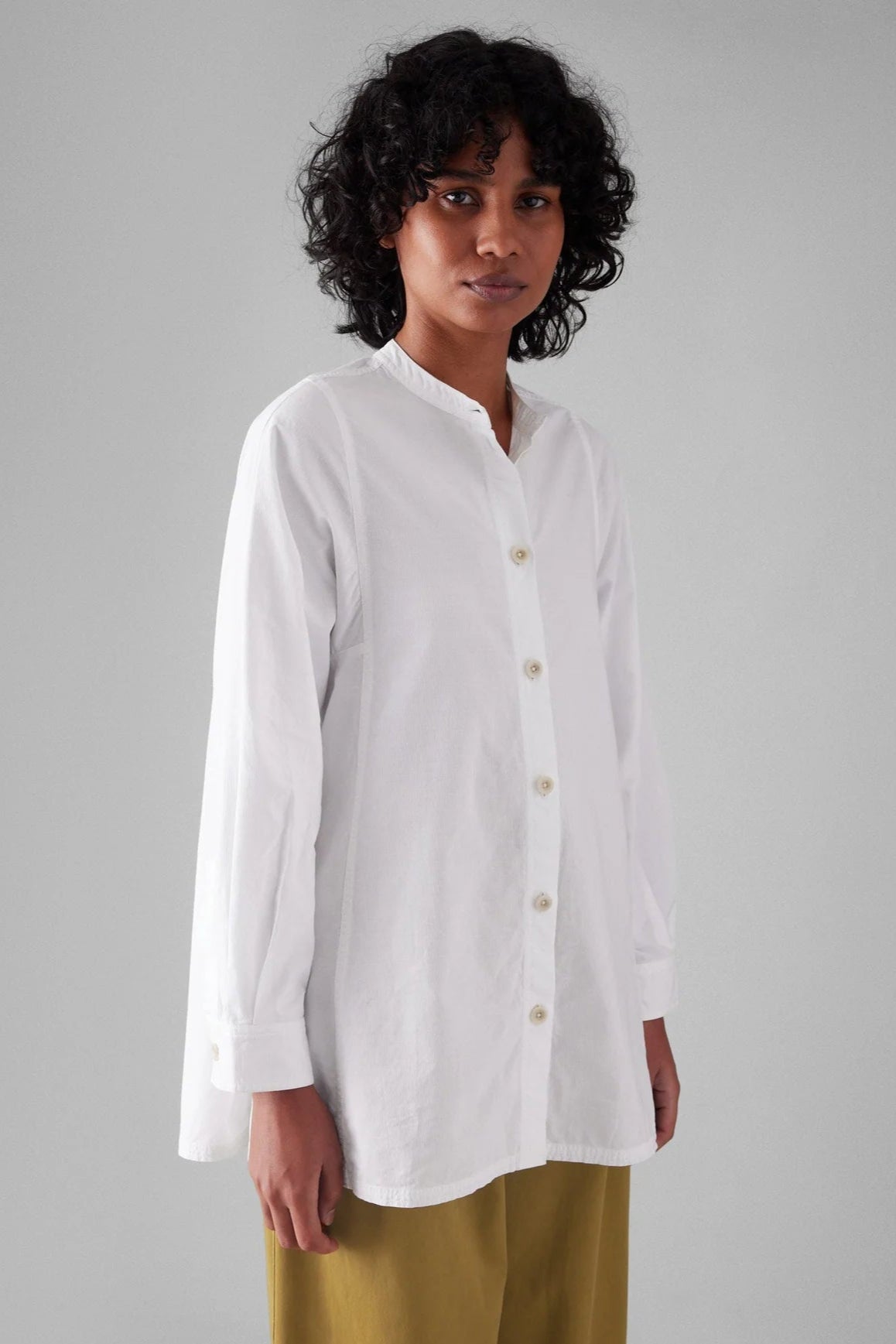Raised Stripe Cotton Poplin Shirt, Paper White