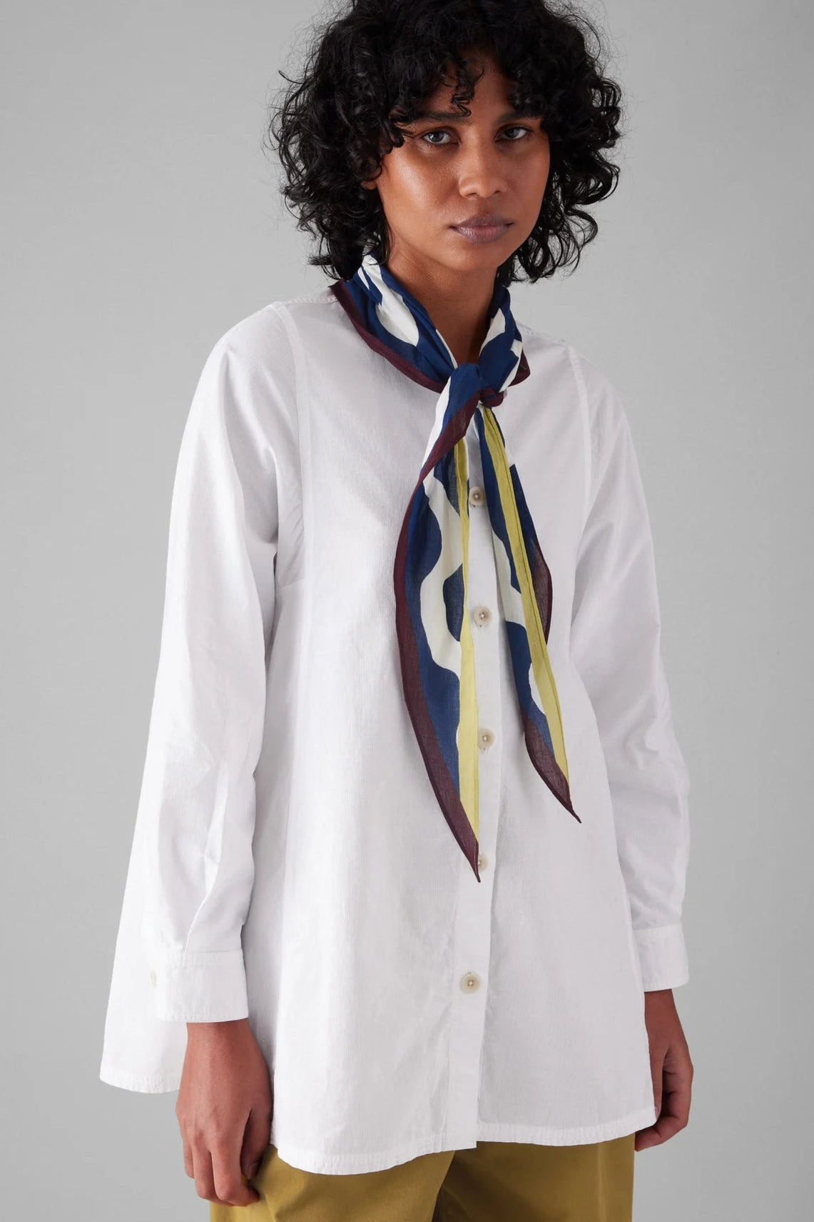 Raised Stripe Cotton Poplin Shirt, Paper White