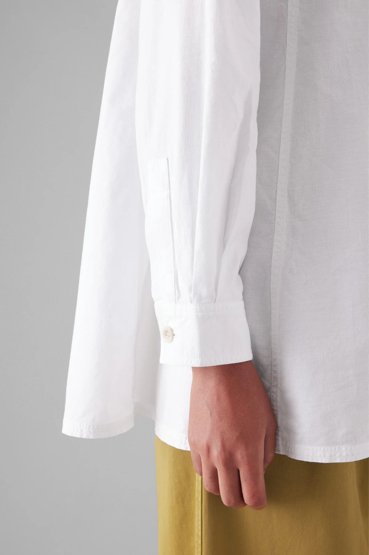 Raised Stripe Cotton Poplin Shirt, Paper White