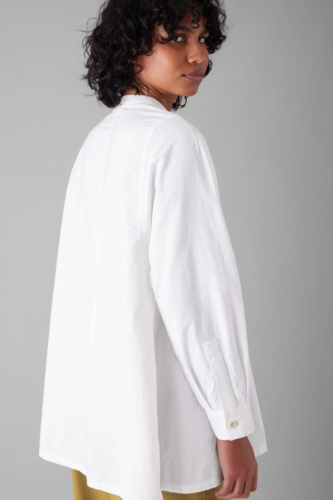 Raised Stripe Cotton Poplin Shirt, Paper White