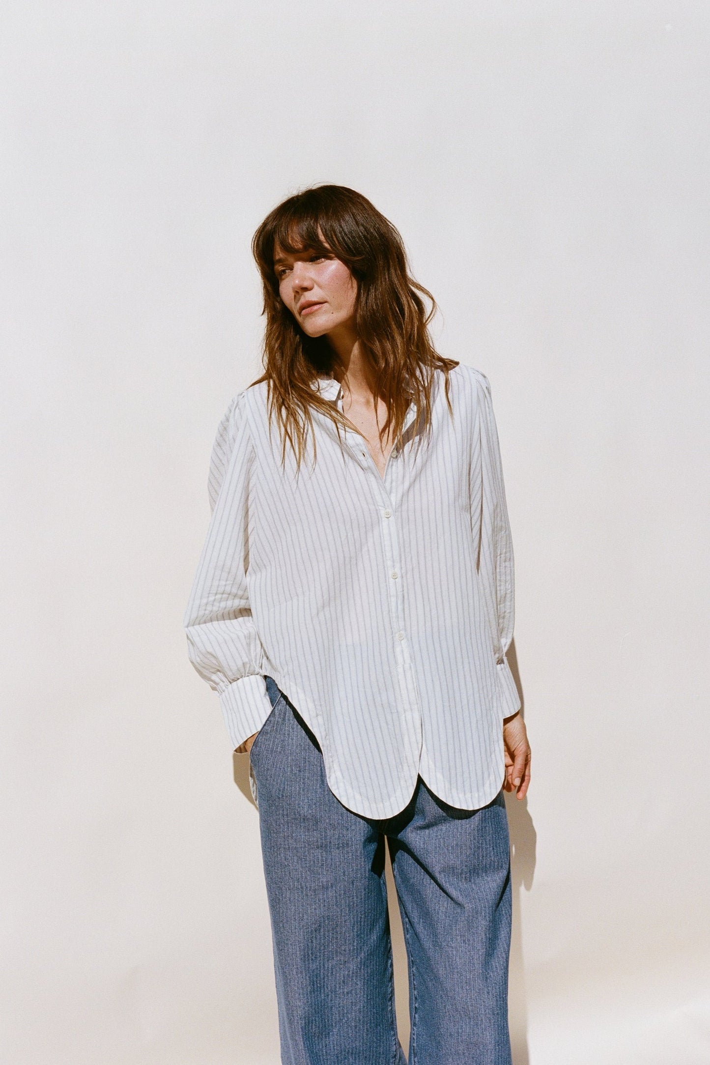 Rayne Blouse, Blue Stripe