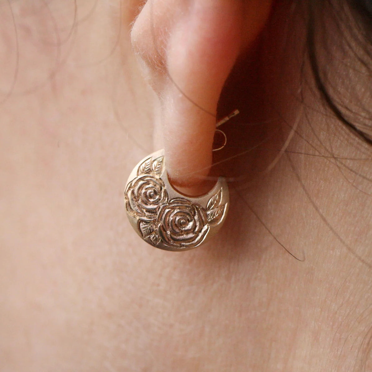 Beloved Rose Disc Hoops