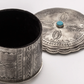 Stamped Round Box with Turquoise and Lid