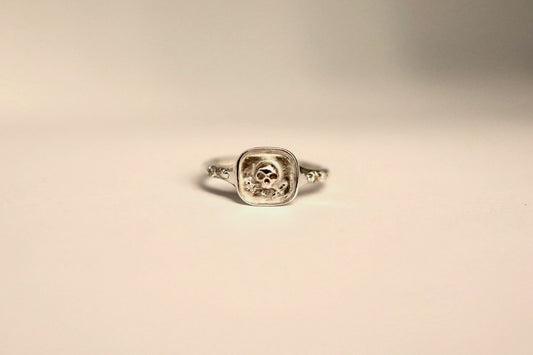 Memento Mori Floral Signet Ring