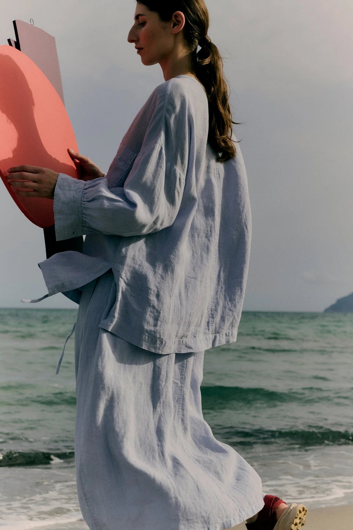 Linen Skirt, Egg Blue
