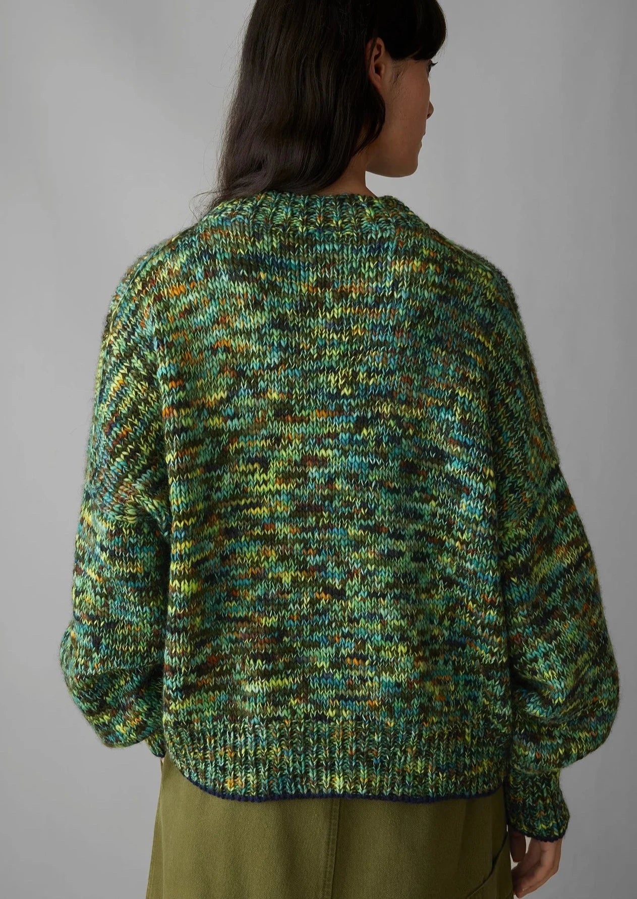 Space Dyed Hand Framed Sweater, Green