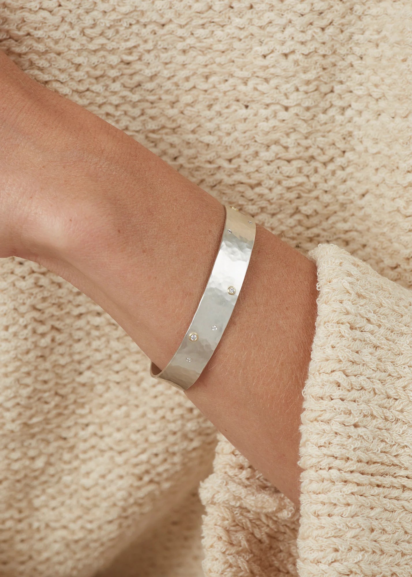 Raven Cuff Sterling Silver & 18K Gold with Champagne Diamonds (Customized)