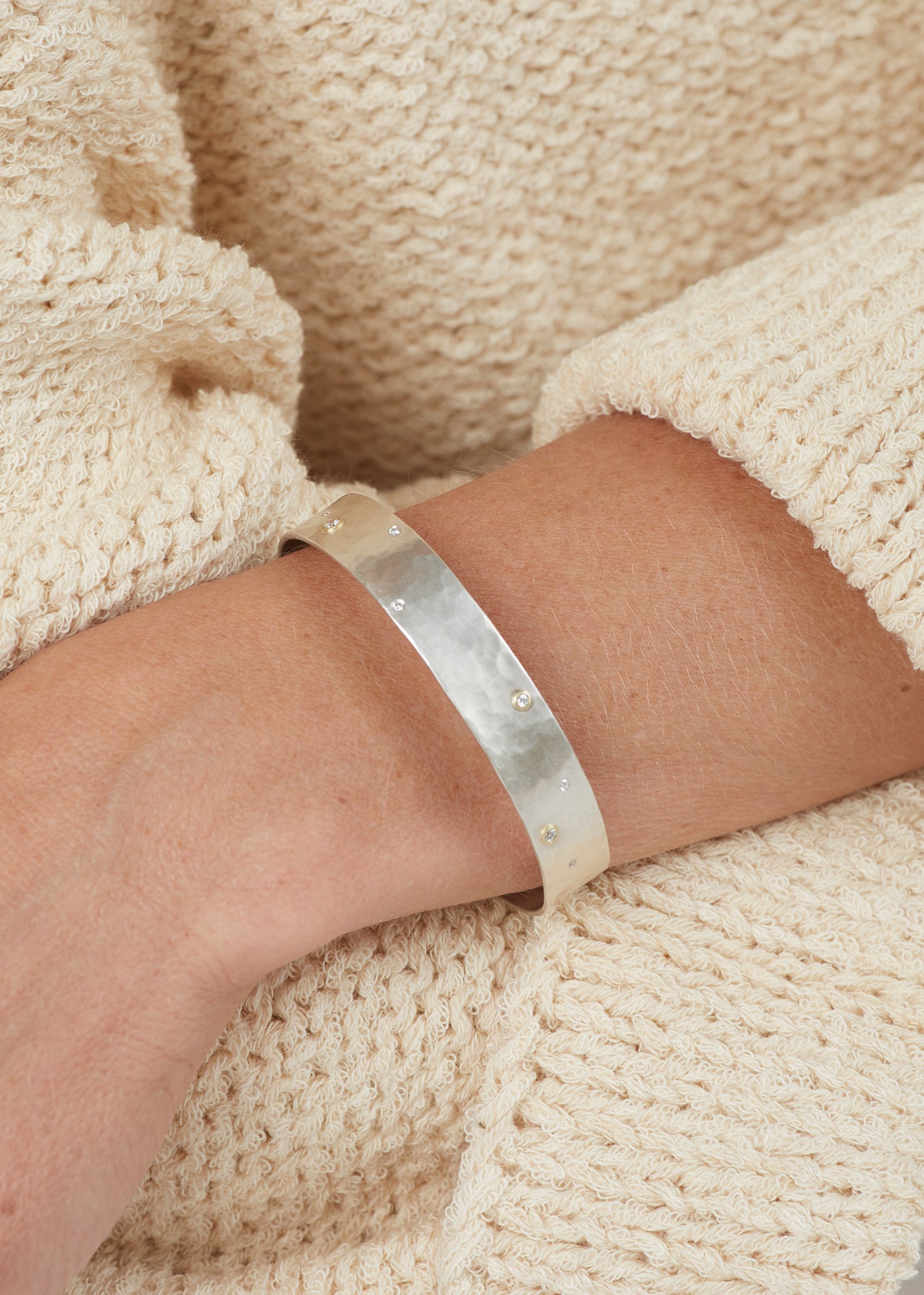 Raven Cuff Sterling Silver & 18K Gold with Champagne Diamonds (Customized)