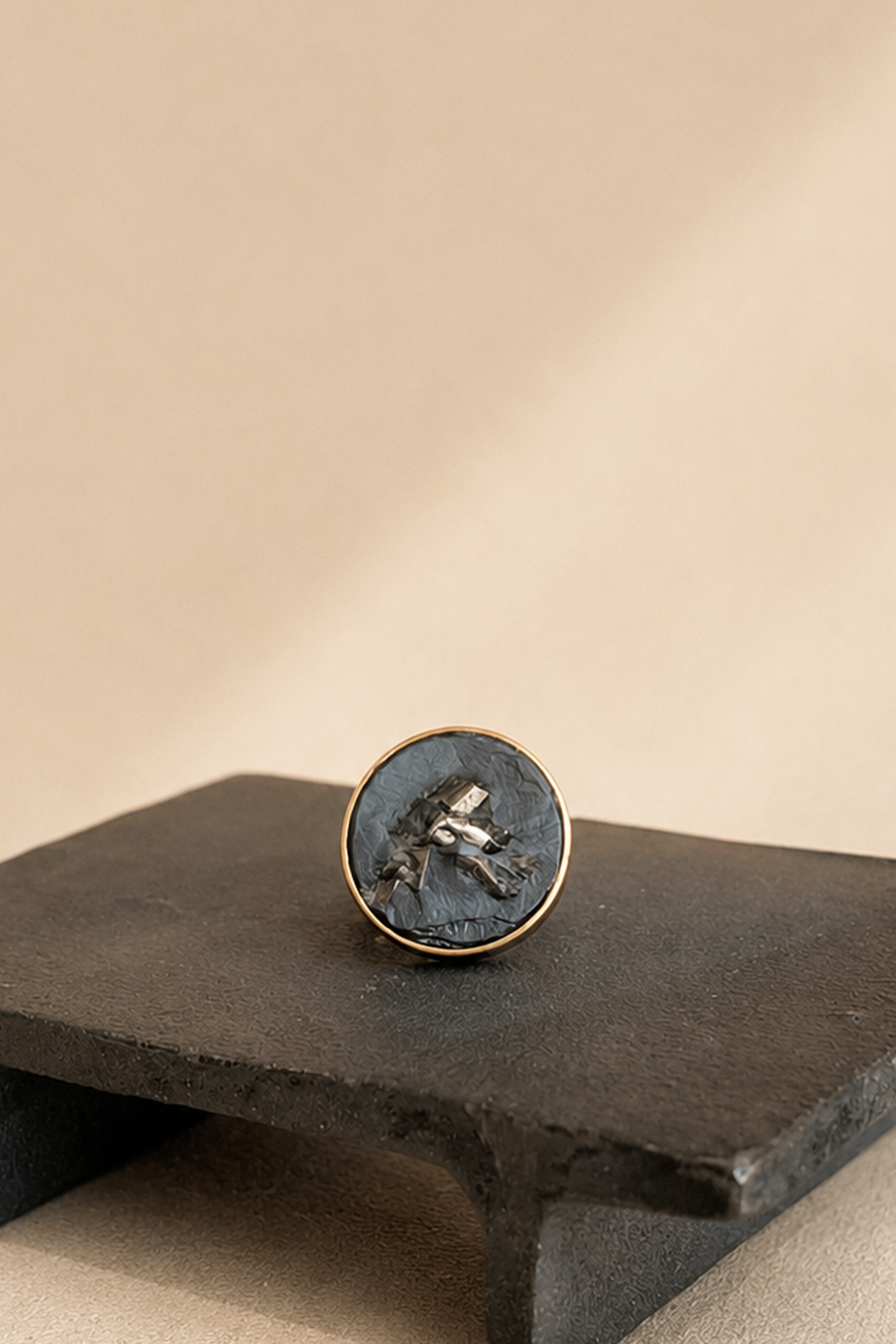 Black Jade with Pyrite Ring