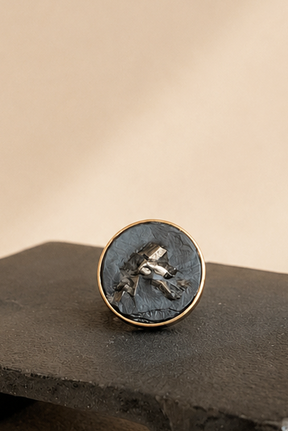 Black Jade with Pyrite Ring