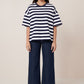 Oversized Boxy Tee, Navy White Stripe