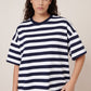 Oversized Boxy Tee, Navy White Stripe
