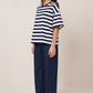 Oversized Boxy Tee, Navy White Stripe