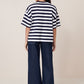 Oversized Boxy Tee, Navy White Stripe