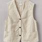 Cotton Linen Canvas Waistcoat Top, Wood Ash