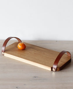 Large Fitler Leather Handle Tray