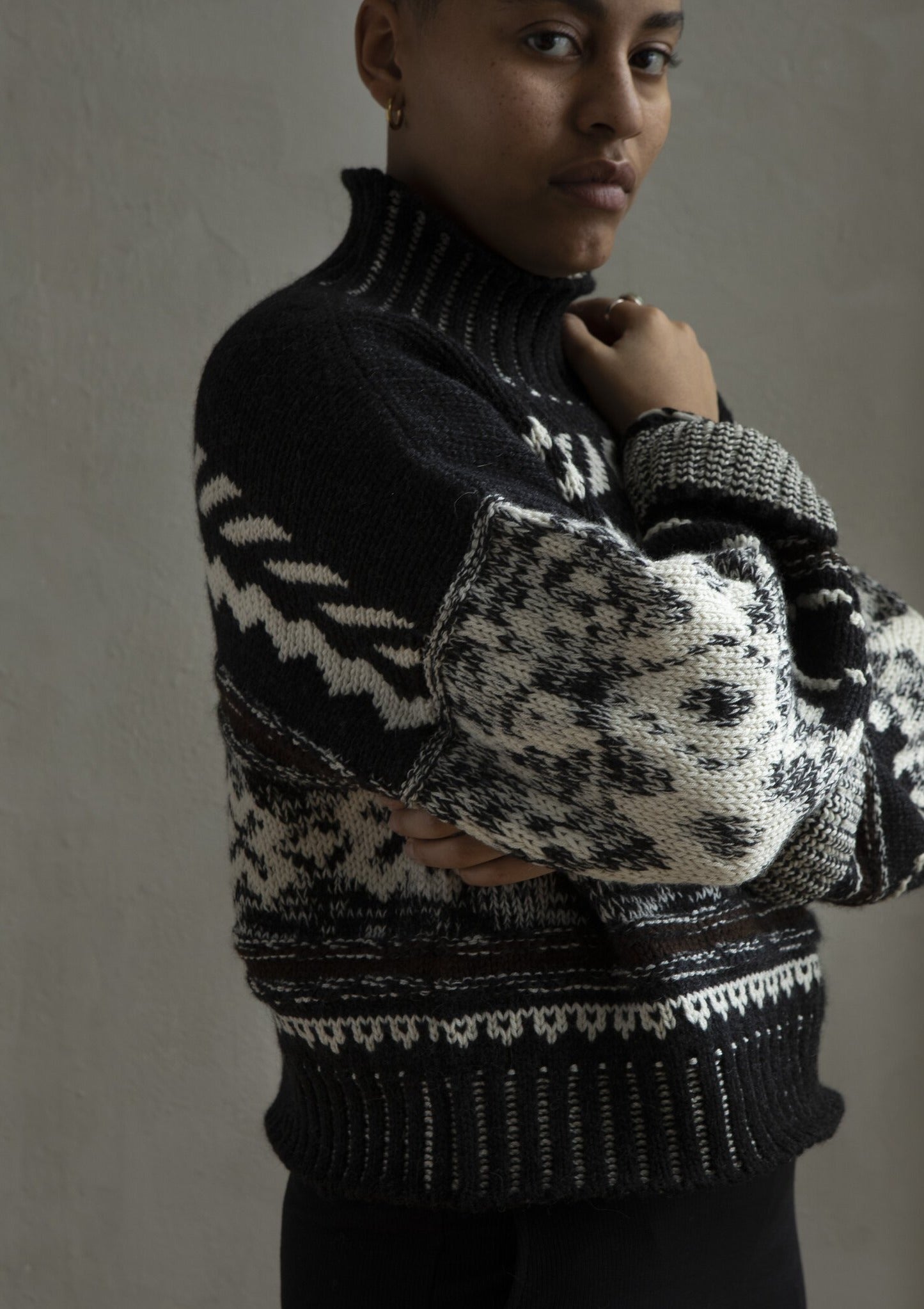 Nadia Sweater, Black/Grey
