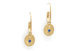Tony Malmed, contemporary jewelry, 18kt gold, recycled metals, ceylon sapphires, diamonds, fine jewelry, earrings, conflict-free, handmade, hammered finish, santa fe style