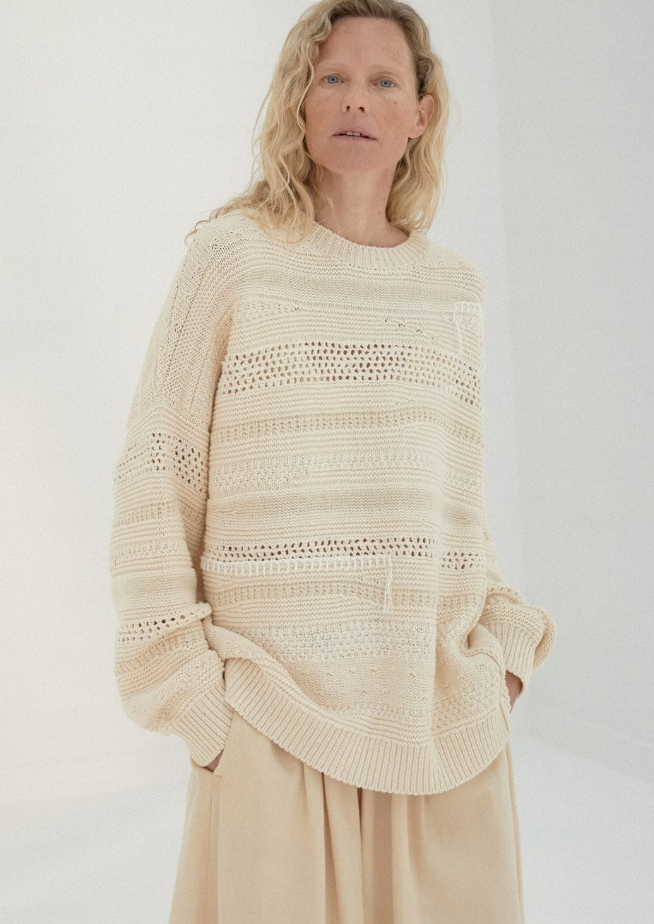 Patched Sweater, Natural