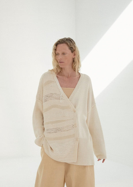Patched Cardigan, Natural