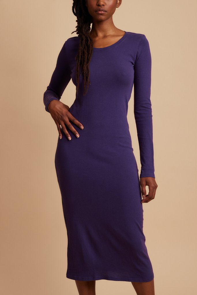 Fitted Long Sleeve Dress, Ultra Violet