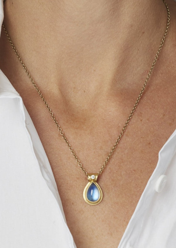 Gem Grade Blue Moonstone Necklace