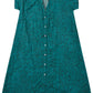Diega Rocha Turquoise Teal Printed Dress Buttoned