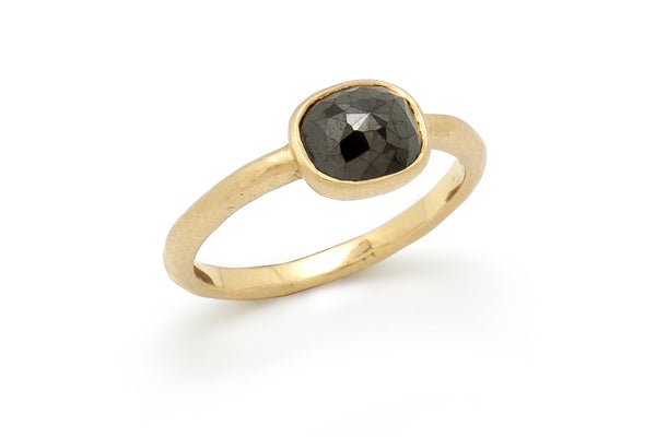 Tony Malmed, contemporary jewelry, 18kt gold, recycled metals, rose cut, black diamond, fine jewelry, ring, conflict-free, handmade, hammered finish, santa fe style