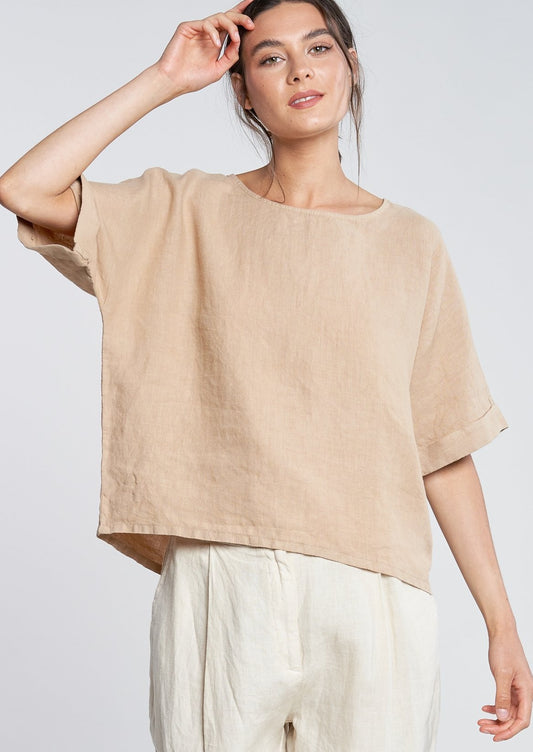 Filosofia Linen Zoe Top Vanilla Ochre