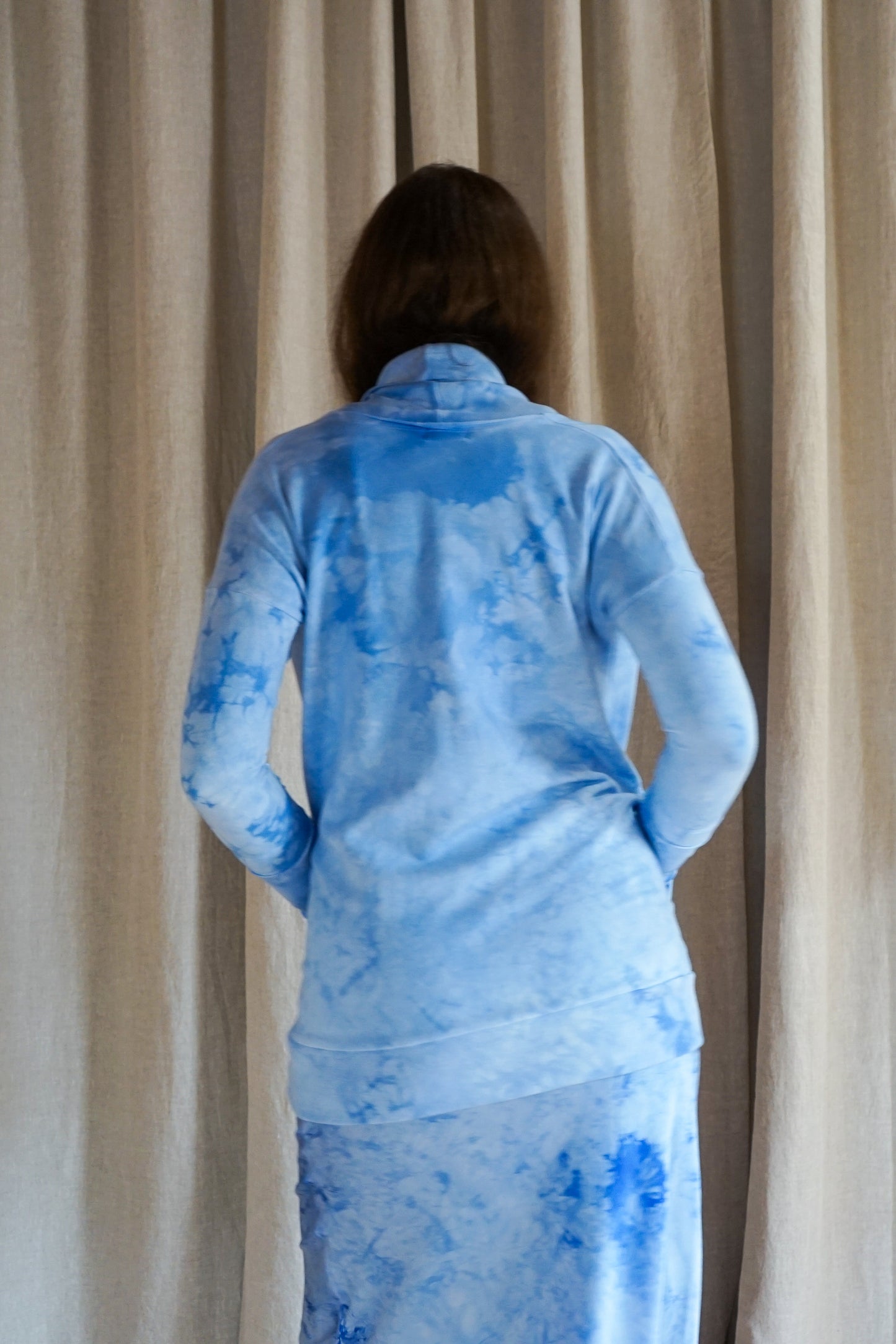 Supima Modal Fleece Cardigan, Blue Crystal Wash