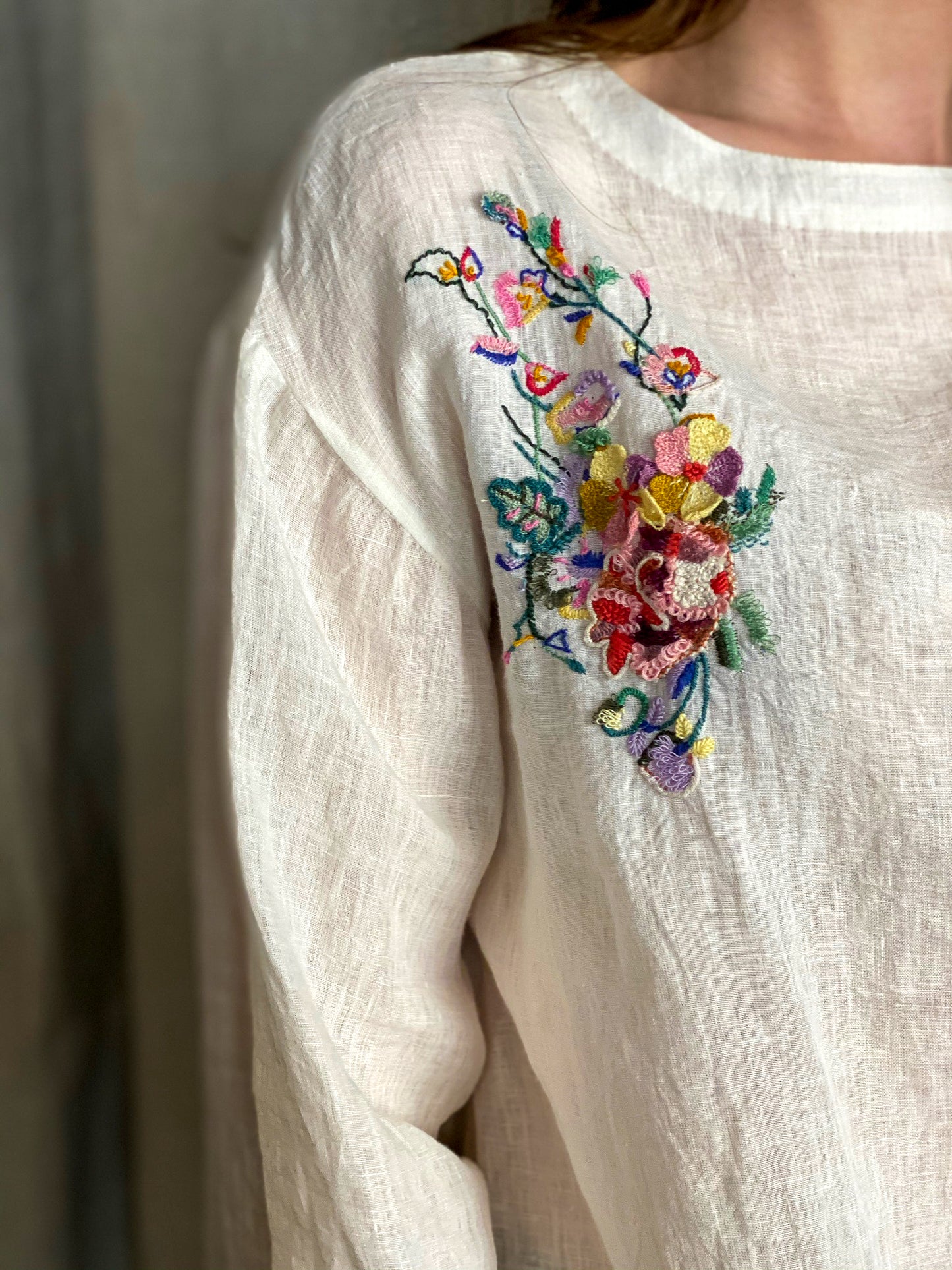 Palm Embroidered Top