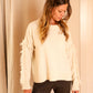 Diega Paris French Wool Fringe Sweater Pullover Jumper Ecru Ivory White