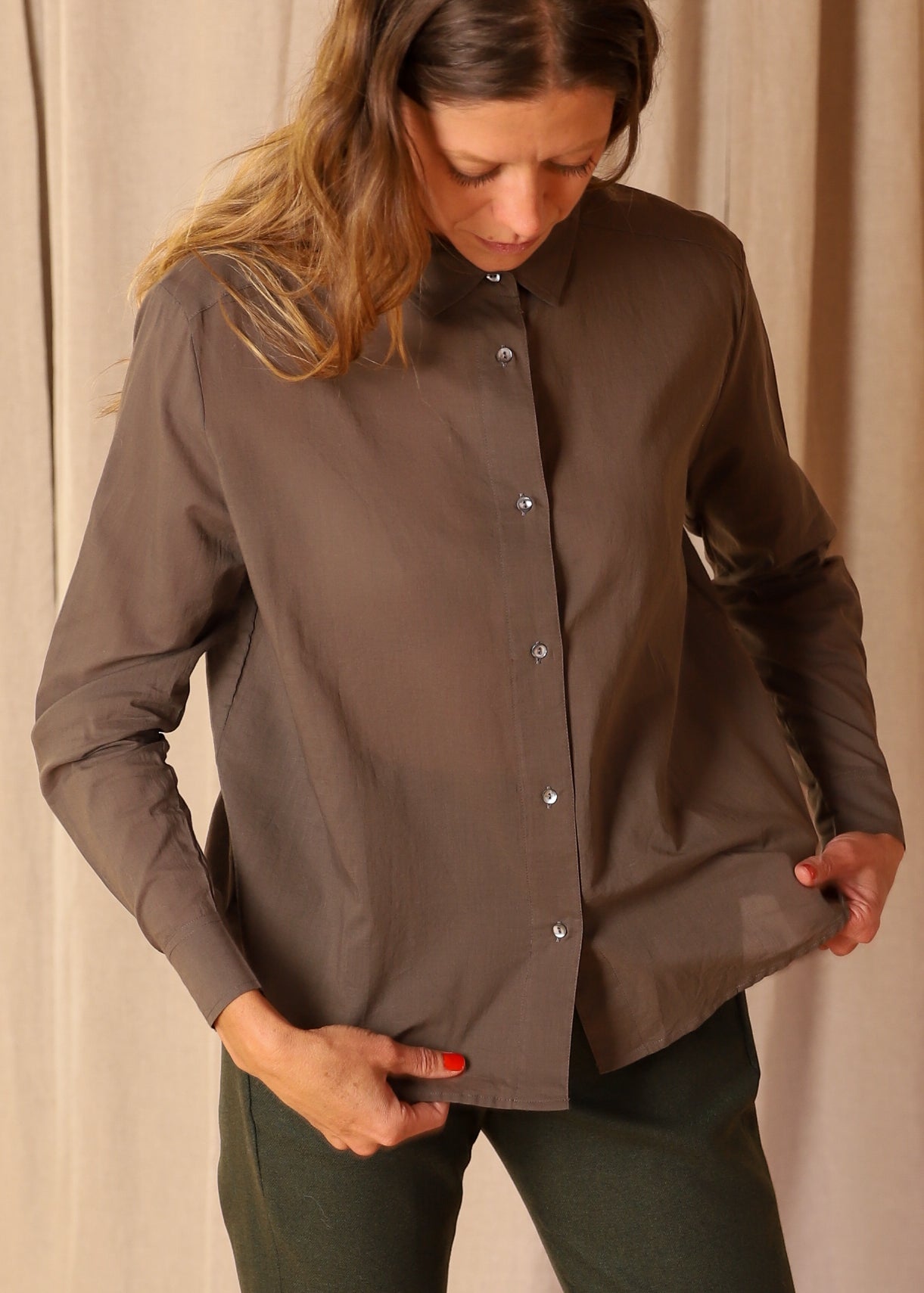 Diega Paris French Cotton Button-down Shirt Top Blouse