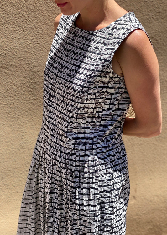Layla Brooklyn Cotton Block Print Dress Black Natural Harem White