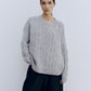 Ecowool Cable Sweater, Silver Grey