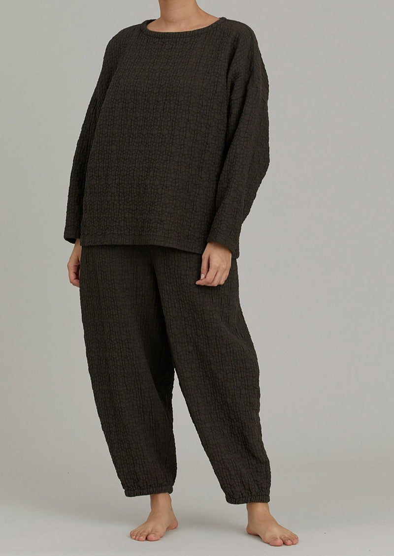 Quilted Wide Pant, Dark Grey