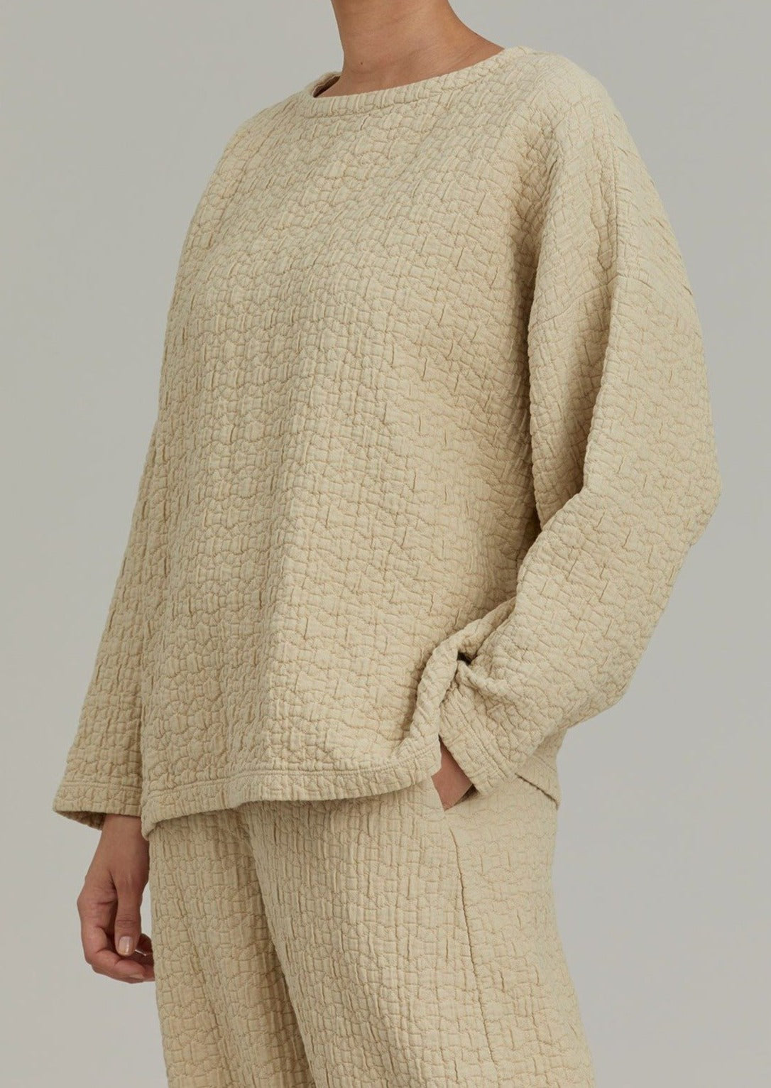 Quilted Boyfriend Pullover, Natural