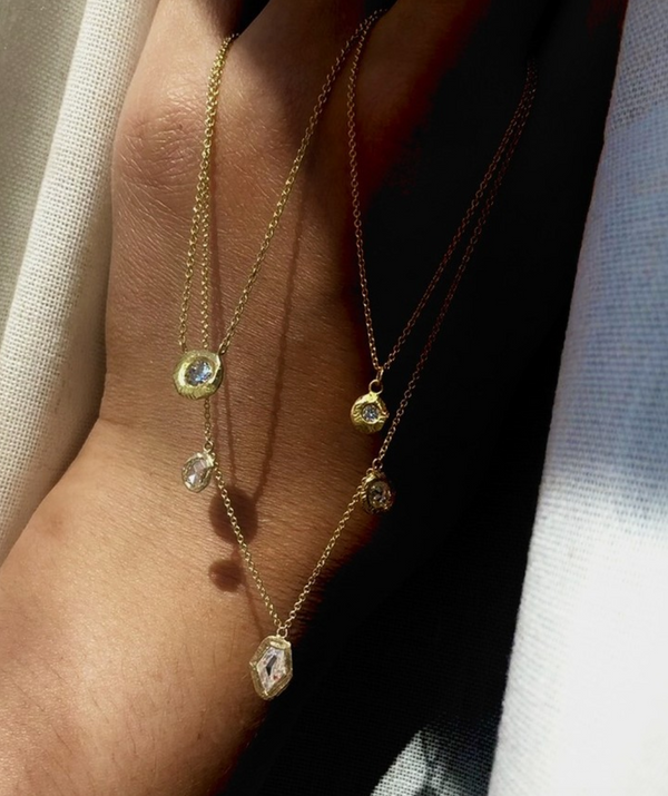 Small Geometric Diamond Pendant Necklace
